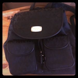 Michael Kors black MK soft drawstring backpack